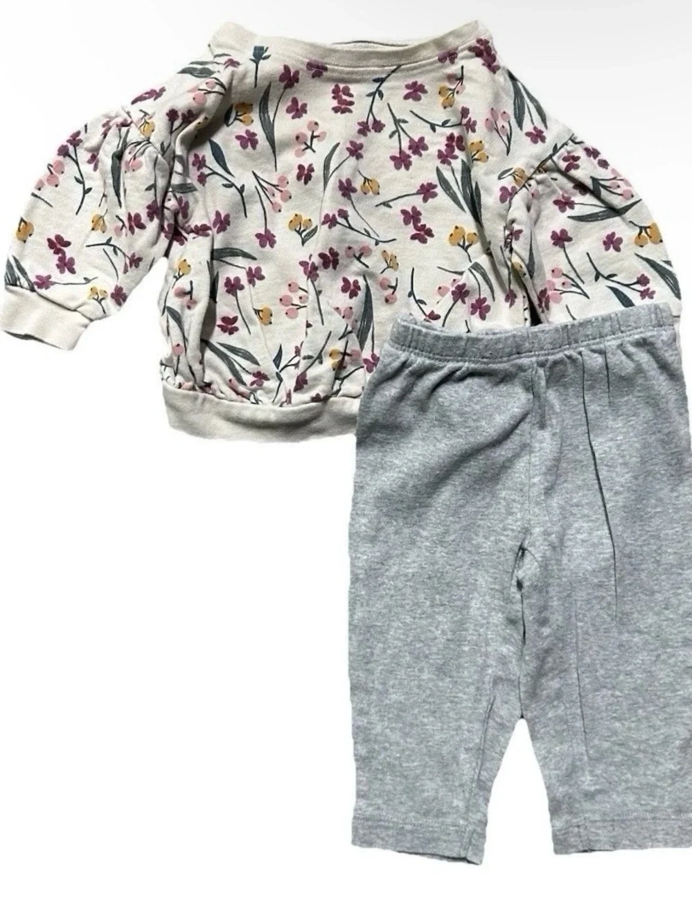 Baby Girl Long Sleeve Bodysuits Pants Pink Grey Size 3-6 Months